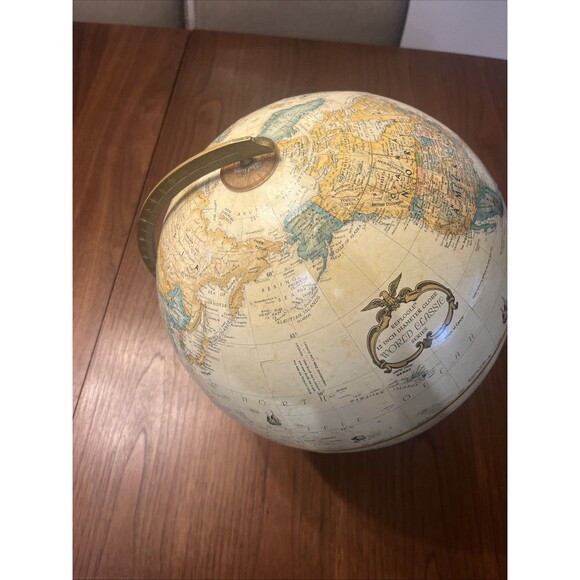 12" Raised Globe Hardwood Wood Base Replogle World Classic Series vintage style - Picture 2 of 5